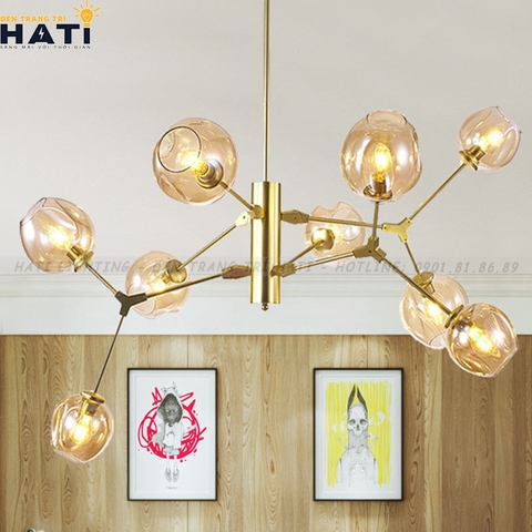 Đèn thả decor Nira 9 tay thân vàng