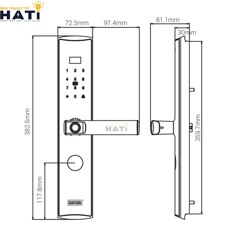 Khóa vân tay cửa gỗ Giovani GSL-A2C