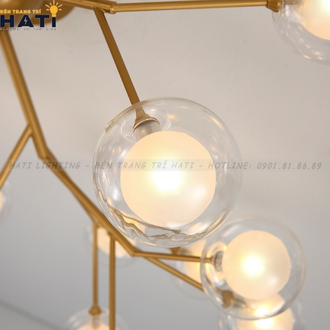 Đèn thả decor Agus 36 chao, khung vàng
