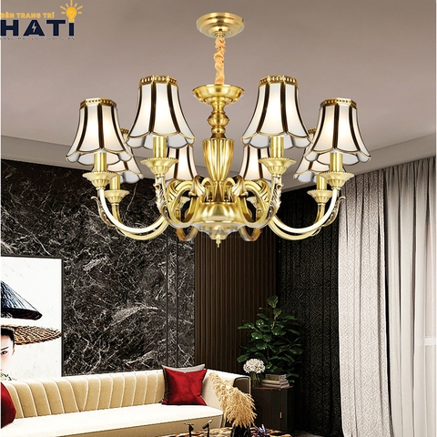 Đèn chùm đồng nguyên chất Diligent 8 bóng