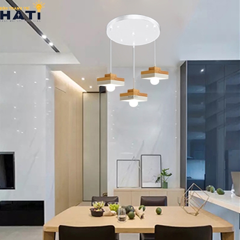 Đèn thả decor Merico vuông gỗ