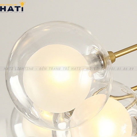 Đèn thả decor Agus 27 chao, khung đen