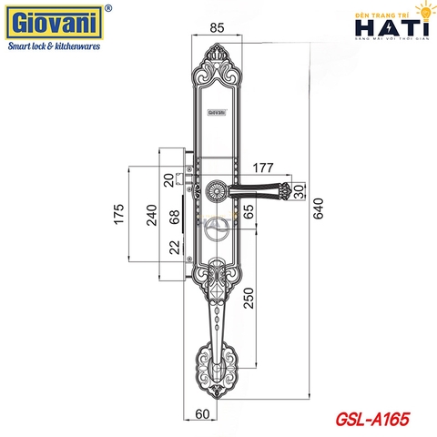 Khóa vân tay cổ điển Giovani GSL-A165 màu đồng