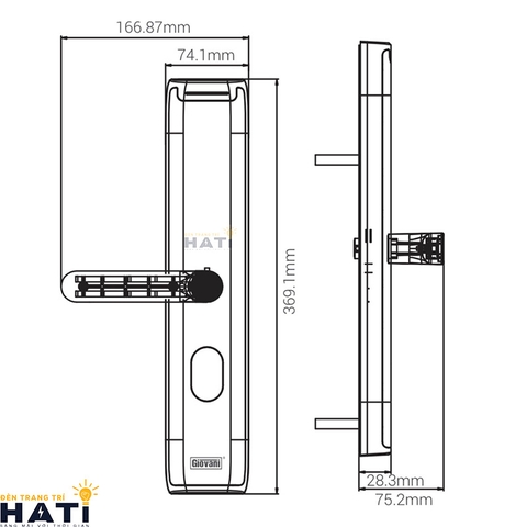 Khóa vân tay cửa gỗ Giovani GSL-A3BK