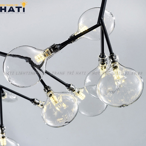 Đèn thả decor Hera 27 lá thân đen hình ngang