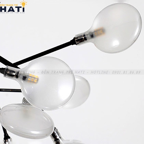 Đèn thả decor Hera 27 lá thân đen hình ngang