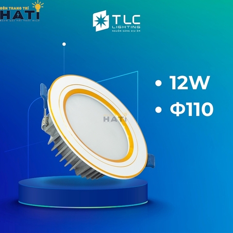 Đèn Led Âm Trần Khối Đúc TOS Viền Vàng 7w-9w-12w