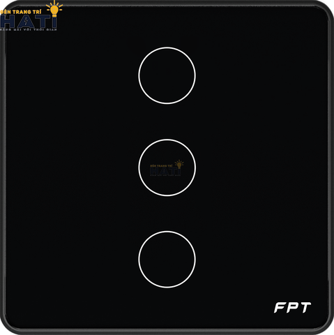 Công tắc cảm ứng thông minh FPT Smart Home Athena vuông màu đen 3 nút