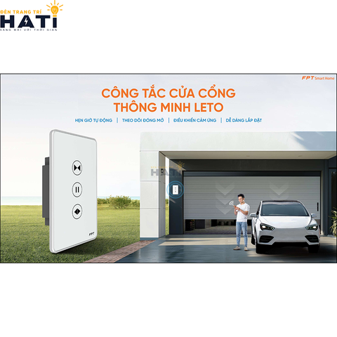 Công tắc cửa cổng, cửa cuốn thông minh Leto chữ nhật màu trắng