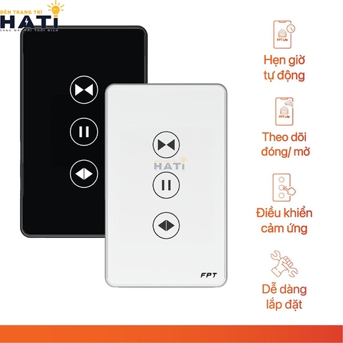 Công Tắc Điều Khiển Rèm Cửa Thông Minh Chữ Nhật Màu Đen Bluetooth