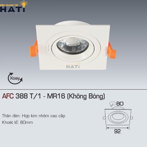 Đèn âm trần Anfaco AFC 388 chất liệu hợp kim nhôm cao cấp