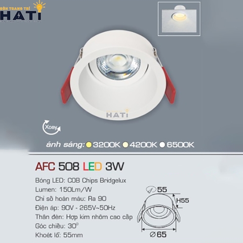Đèn âm trần Anfaco AFC 508 3w - 9w