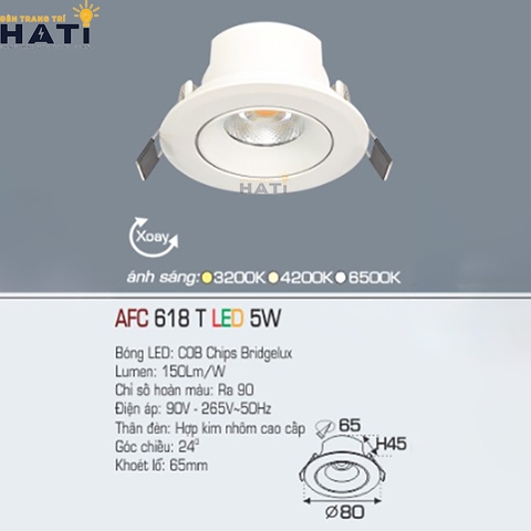 Đèn Âm Trần Anfaco AFC 618 Ánh Sáng Trung Tính