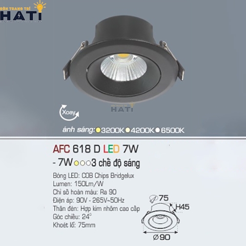 Đèn Âm Trần Anfaco AFC 618 Bóng LED COB Chipa Bridgelux