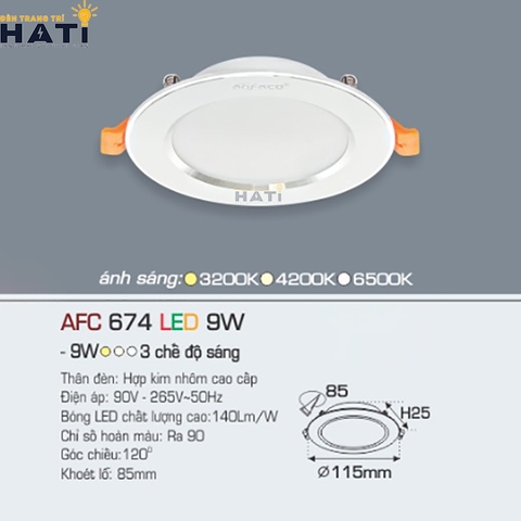 Đèn Âm Trần Anfaco AFC 674 Bảo Hành 2 Năm