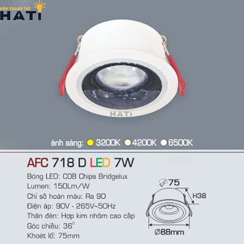 Đèn âm trần Anfaco AFC 718 màu bạc - đen - vàng 7w
