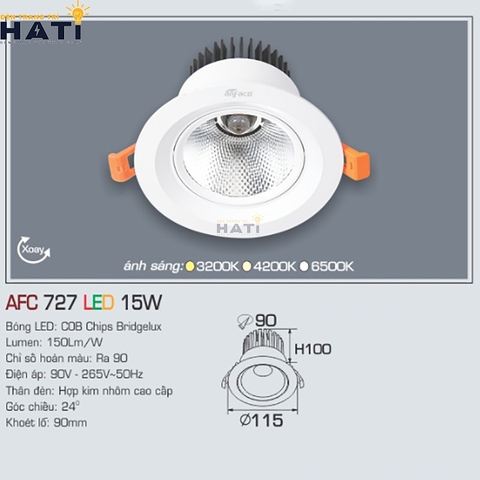Đèn âm trần Anfaco AFC 727 7w - 12w - 15w -18w