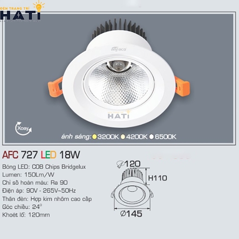 Đèn Âm Trần Anfaco AFC 727 Bóng LED COB Chipa Bridgelux