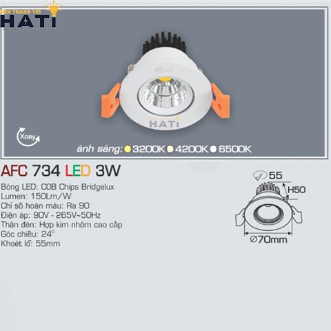 Đèn âm trần Anfaco AFC 734 3w - 5w - 7w - 9w -12w