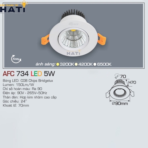 Đèn âm trần Anfaco AFC 734 3w - 5w - 7w - 9w -12w
