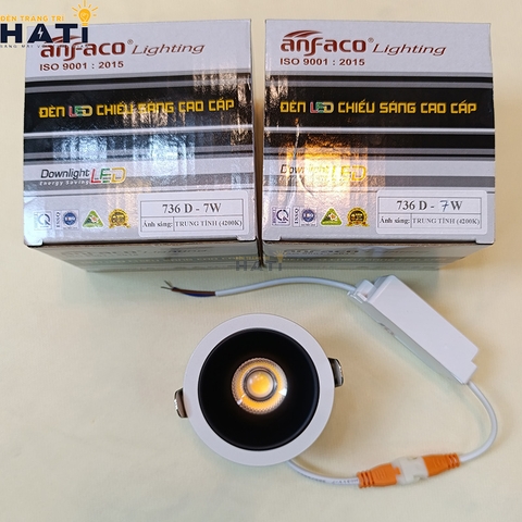 Đèn âm trần Anfaco AFC 736 màu trắng - đen 7w - 9w - 12w