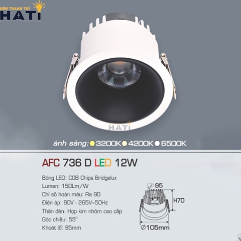 Đèn Âm Trần Anfaco AFC 736 Màu Đen