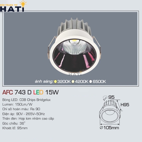 Đèn Âm Trần Anfaco AFC 743 Lỗ Khoét Ø95mm