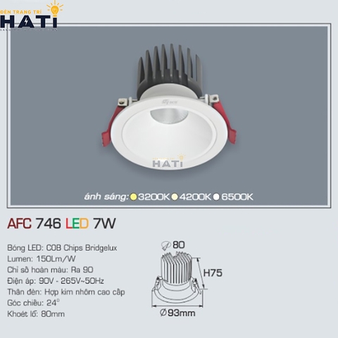 Đèn âm trần Anfaco AFC 746 7w - 9w - 12w