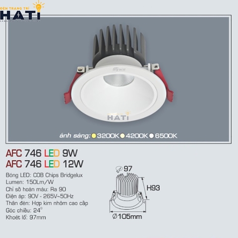 Đèn âm trần Anfaco AFC 746 7w - 9w - 12w