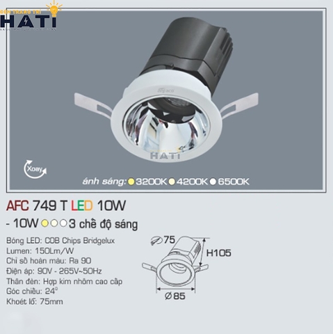 Đèn âm trần Anfaco AFC 749 bảo hành chính hãng 2 năm