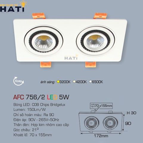 Đèn âm trần Anfaco AFC 756 chất lượng cao