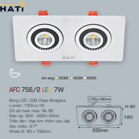 Đèn âm trần Anfaco AFC 756 màu trắng
