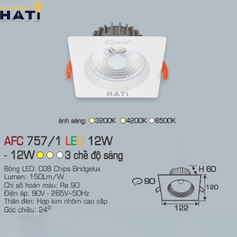 Đèn âm trần Anfaco AFC 757 chất lượng cao