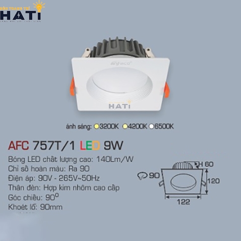 Đèn âm trần Anfaco AFC 757 màu trắng