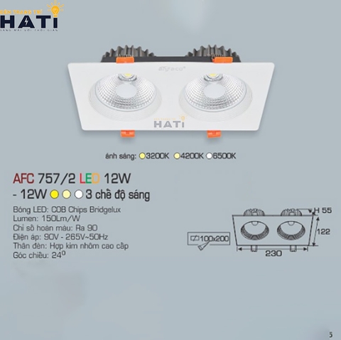 Đèn âm trần Anfaco AFC 757 tiết kiệm năng lượng