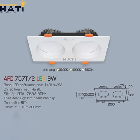 Đèn âm trần Anfaco AFC 757 9w - 12w