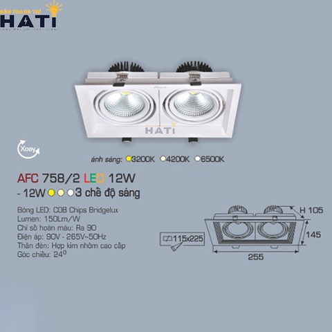 Đèn âm trần Anfaco AFC 758 màu trắng