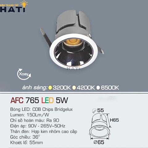 Đèn âm trần Anfaco AFC 765 5w - 7w - 15w
