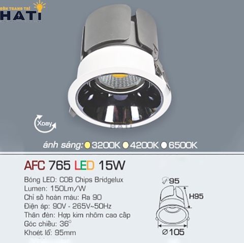 Đèn âm trần Anfaco AFC 765 5w - 7w - 15w