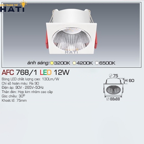 Đèn âm trần Anfaco AFC 768 12w