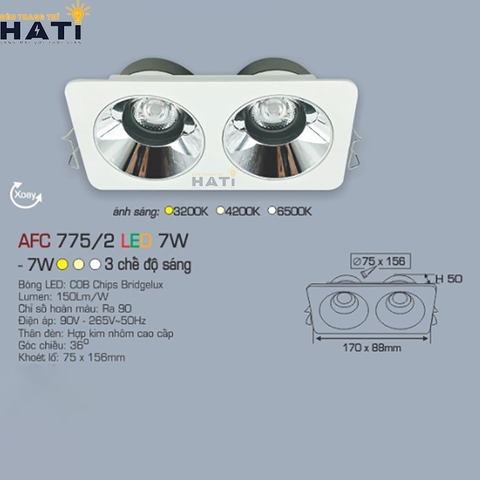 Đèn âm trần Anfaco AFC 775 tiết kiệm năng lượng