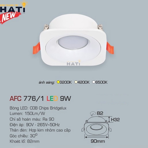 Đèn âm trần Anfaco AFC 776 9w