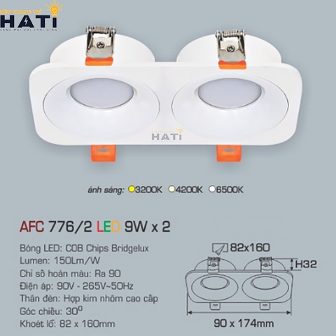Đèn âm trần Anfaco AFC 776 sử dụng bóng LED COB Bridgelux