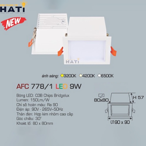 Đèn âm trần Anfaco AFC 778 9w