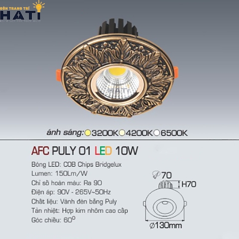 Đèn âm trần Anfaco AFC PULY 01 10w