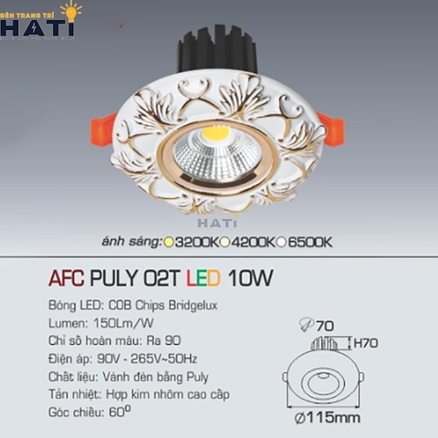 Đèn âm trần Anfaco AFC PULY 02 bảo hành chính hãng 2 năm