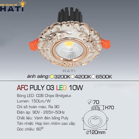 Đèn âm trần Anfaco AFC PULY 03 lắp đặt trong phòng khách