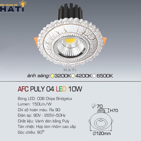 Đèn âm trần Anfaco AFC PULY 04 10w