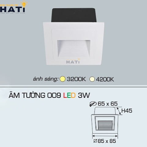 Đèn âm tường cầu thang Anfaco 009 3w màu trắng - xám