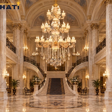 Đèn chùm đồng đá Lenity 30 bóng